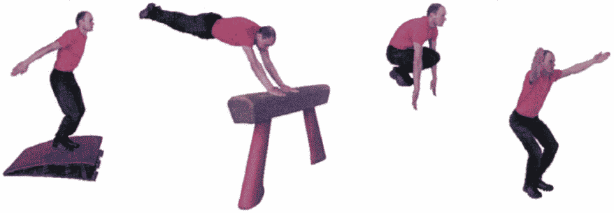 Рис. 31. Прыжок, согнув ноги, через коня (козла) в ширину