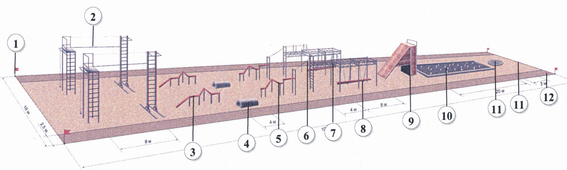 Рис. 48. Схема горной полосы препятствий