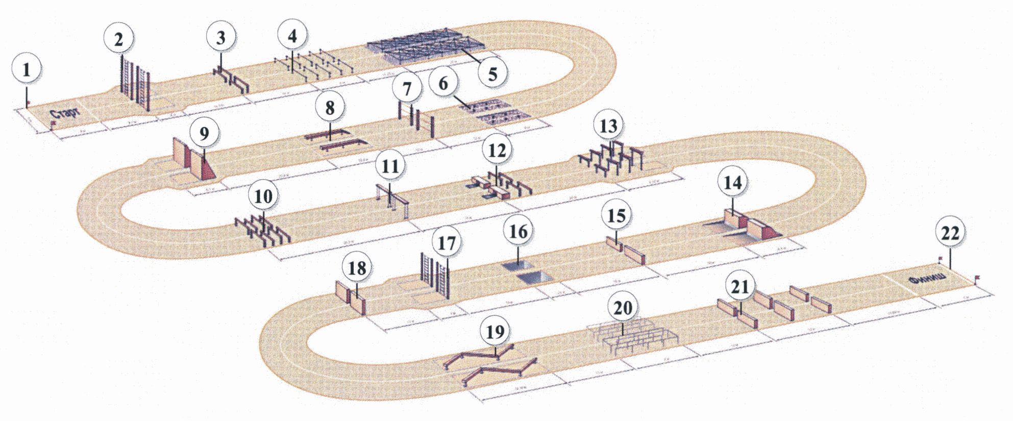Рис. 49. Схема специальной полосы препятствий